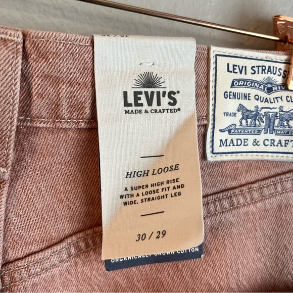 Levi’s Made & Crafted High Loose Wide Straight Leg Ankle Jeans 30x29 Pink Sands - Picture 9 of 13
